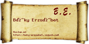 Béky Erzsébet névjegykártya