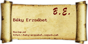 Béky Erzsébet névjegykártya